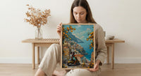 Amalfi Coast Poster, Positano Honeymoon Art - Newlywed Gift