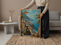 Amalfi Coast Poster, Positano Honeymoon Art - Newlywed Gift