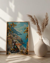 Amalfi Coast Poster, Positano Honeymoon Art - Newlywed Gift