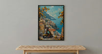 Amalfi Coast Poster, Positano Honeymoon Art - Newlywed Gift