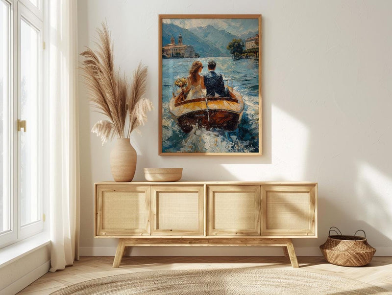 Lake Como Wedding Art, Italy Honeymoon Print - Anniversary Gift