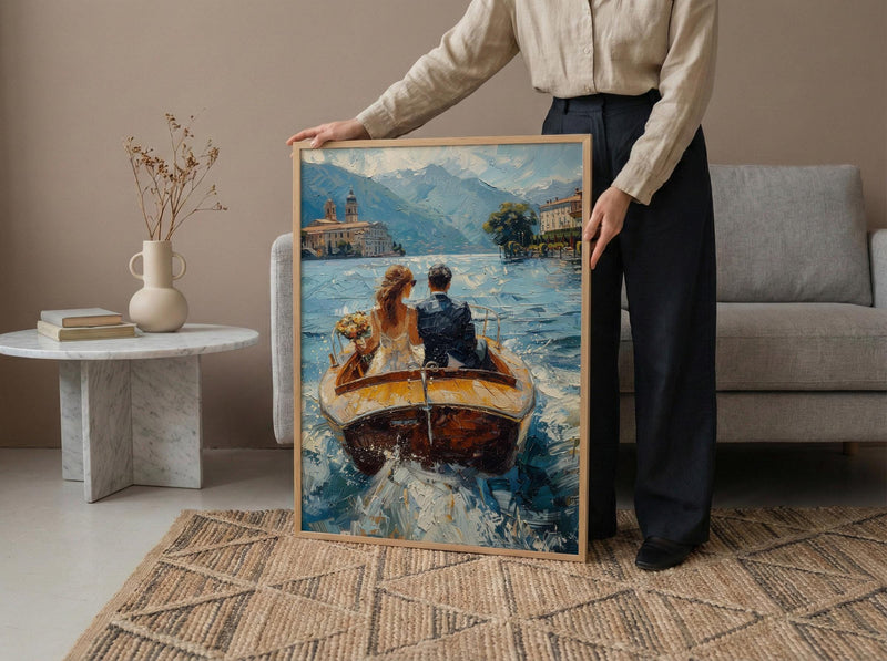 Lake Como Wedding Art, Italy Honeymoon Print - Anniversary Gift