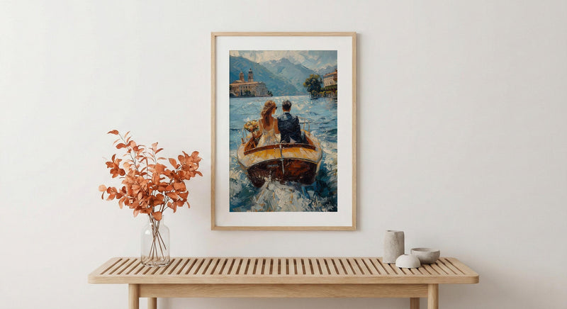 Lake Como Wedding Art, Italy Honeymoon Print - Anniversary Gift