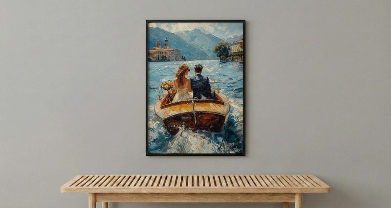 Lake Como Wedding Art, Italy Honeymoon Print - Anniversary Gift