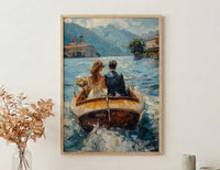 Lake Como Wedding Art, Italy Honeymoon Print - Anniversary Gift