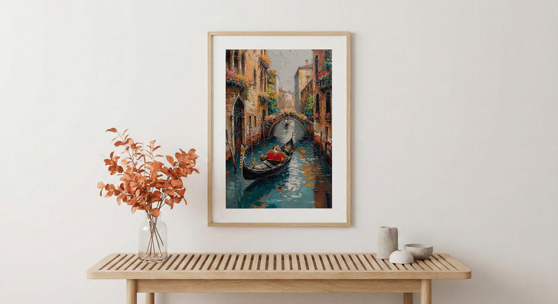 Venice Gondola Print, Italian Honeymoon Art - Newlywed Gift