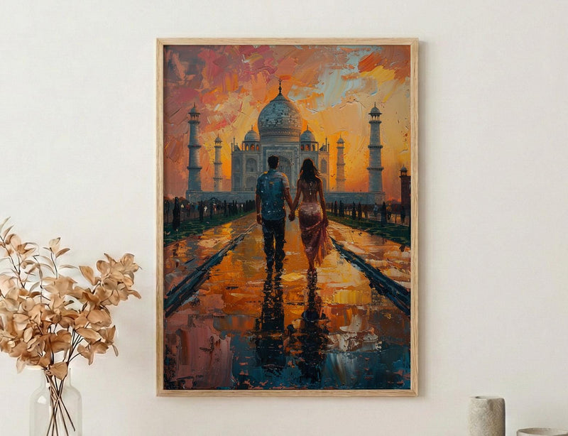 Taj Mahal Poster, Indian Honeymoon Art Print - Anniversary Gift