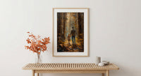 Redwood Forest Wall Art, Father And Child Decor - Giant Trees Nature Print