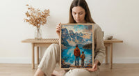 Moraine Lake Poster, Banff National Park Decor - Father And Son Landscape Art