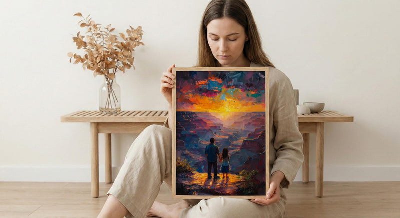 Grand Canyon Art Print, Father And Daughter Decor - Desert Sunset Landscape