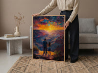 Grand Canyon Art Print, Father And Daughter Decor - Desert Sunset Landscape