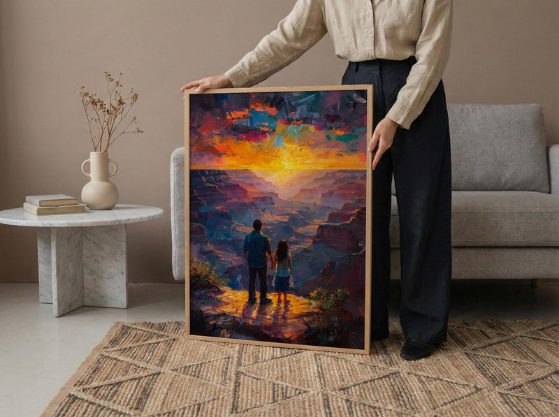 Grand Canyon Art Print, Father And Daughter Decor - Desert Sunset Landscape