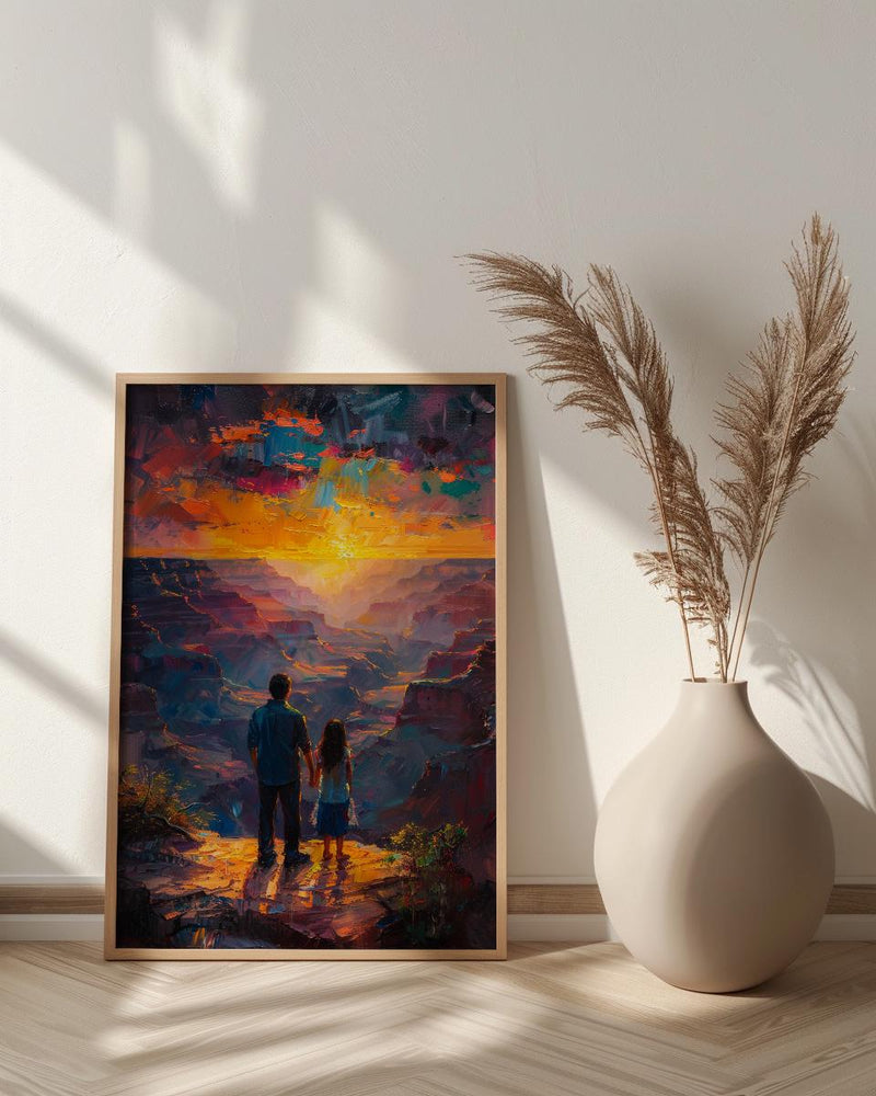 Grand Canyon Art Print, Father And Daughter Decor - Desert Sunset Landscape