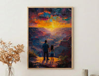 Grand Canyon Art Print, Father And Daughter Decor - Desert Sunset Landscape