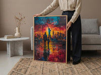 Statue Of Liberty Wall Art, Father And Son Decor - NYC Patriotic Landscape Print