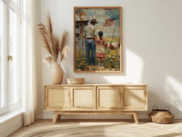 Texas Ranch Art Print, Father And Daughter Wall Decor - Rustic Americana Landscape