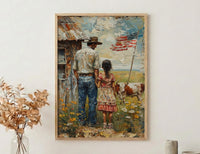 Texas Ranch Art Print, Father And Daughter Wall Decor - Rustic Americana Landscape