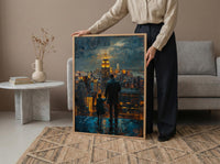 NYC Skyline Night Wall Art, Father And Son Decor - Manhattan Empire State Print