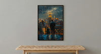 NYC Skyline Night Wall Art, Father And Son Decor - Manhattan Empire State Print