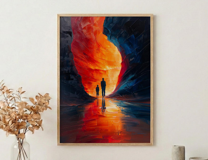 Antelope Canyon Art Print, Father And Son Wall Decor - Desert Sandstone Landscape