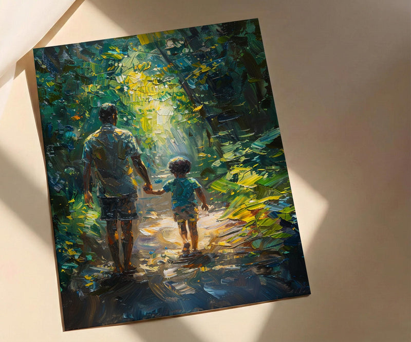 Amazon Rainforest Poster, Father And Child Art - Explorer Dad Gift