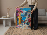 Mexican Village Art Print, Father And Son Poster - Colorful Family Decor