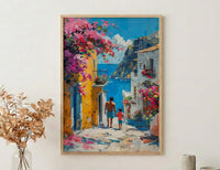 Mexican Village Art Print, Father And Son Poster - Colorful Family Decor