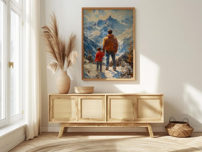 Swiss Alps Art Print, Father And Son Landscape Poster - Fathers Day Gift