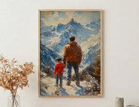Swiss Alps Art Print, Father And Son Landscape Poster - Fathers Day Gift