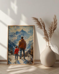 Swiss Alps Art Print, Father And Son Landscape Poster - Fathers Day Gift