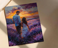 Provence Lavender Wall Art, Father And Child Print - Floral Country Decor