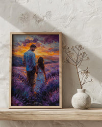 Provence Lavender Wall Art, Father And Child Print - Floral Country Decor