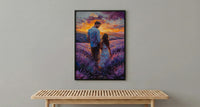 Provence Lavender Wall Art, Father And Child Print - Floral Country Decor