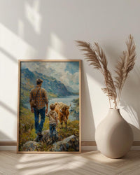Scottish Highlands Poster, Father And Son Art - Dad Birthday Gift