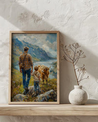 Scottish Highlands Poster, Father And Son Art - Dad Birthday Gift