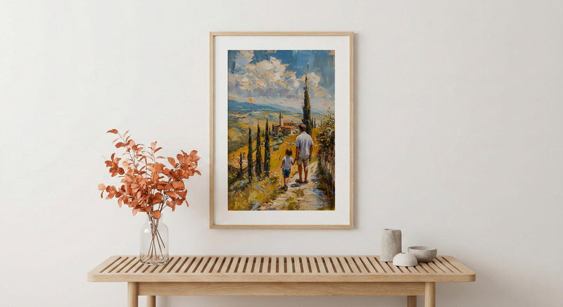 Tuscany Landscape Wall Art, Father And Son Print - Fathers Day Gift