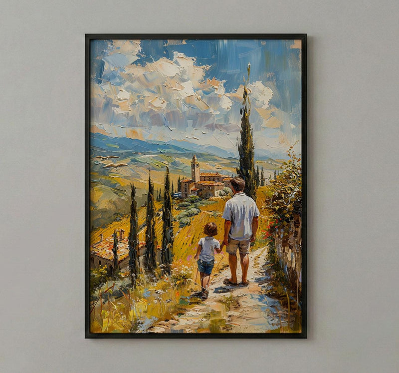 Tuscany Landscape Wall Art, Father And Son Print - Fathers Day Gift