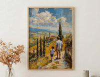 Tuscany Landscape Wall Art, Father And Son Print - Fathers Day Gift