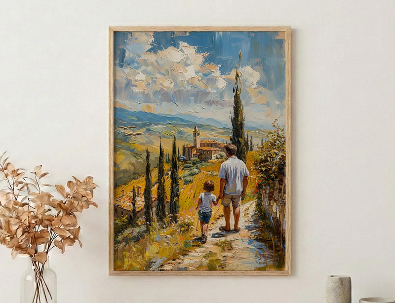 Tuscany Landscape Wall Art, Father And Son Print - Fathers Day Gift