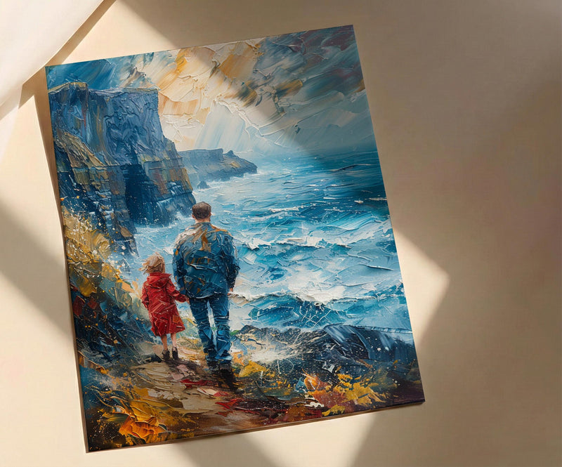 Cliffs Of Moher Poster, Father And Child Art - Gift For Dad