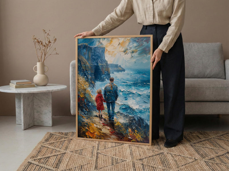 Cliffs Of Moher Poster, Father And Child Art - Gift For Dad