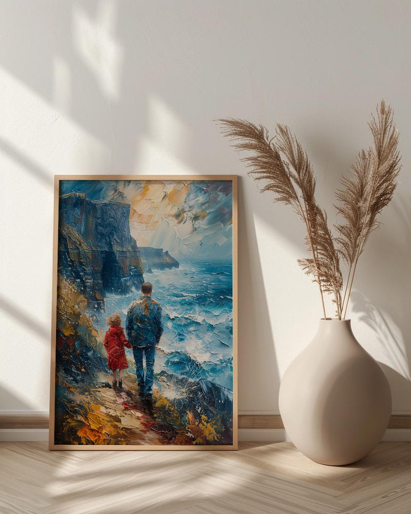 Cliffs Of Moher Poster, Father And Child Art - Gift For Dad