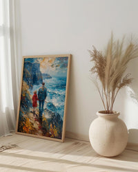Cliffs Of Moher Poster, Father And Child Art - Gift For Dad