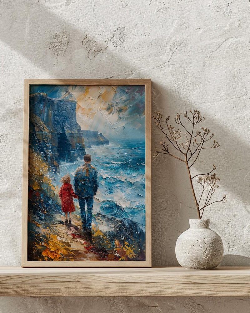 Cliffs Of Moher Poster, Father And Child Art - Gift For Dad