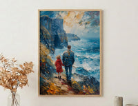 Cliffs Of Moher Poster, Father And Child Art - Gift For Dad
