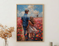Tulip Field Wall Art, Father And Daughter Print - Fathers Day Gift