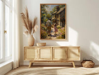 English Countryside Art Print, Father And Child Poster - Cozy Country Decor