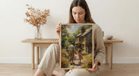 English Countryside Art Print, Father And Child Poster - Cozy Country Decor