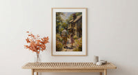 English Countryside Art Print, Father And Child Poster - Cozy Country Decor
