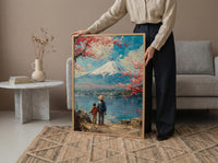Mount Fuji Art Print, Father And Son Landscape Poster - Fathers Day Gift